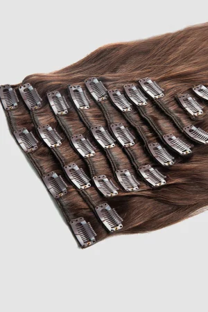24inch, 100% Original 10pc set Double Drawn Clip-in Set for Women & girls blend with your own Hair