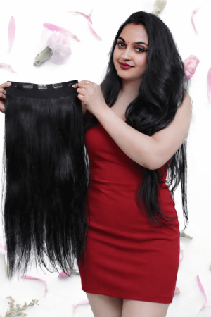 26inch, 100% Original 5pc Clips In Double Drawn Volumizer for Women & girls blend with your own Hair