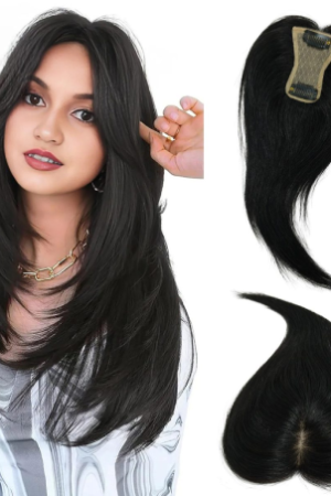 100% Human hair for Women, clip is scalp Topper,Wavy Mini Topper (2×3, 12Inch)