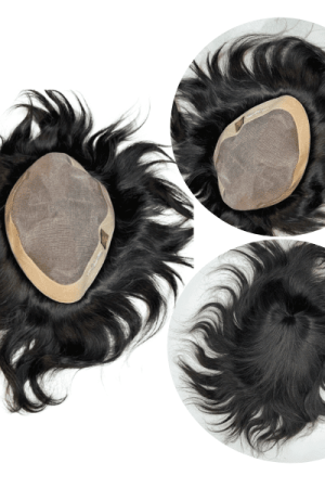 EKO hair Patch Black Color Fine Human Toupee Patch/ Piece/Wigs For Men Hair Extension