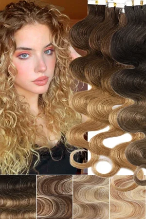 18inch, (50g/20strand, 100g/40 strand) Seamless Thick Tape In 100% Remy Human Hair Double Thick